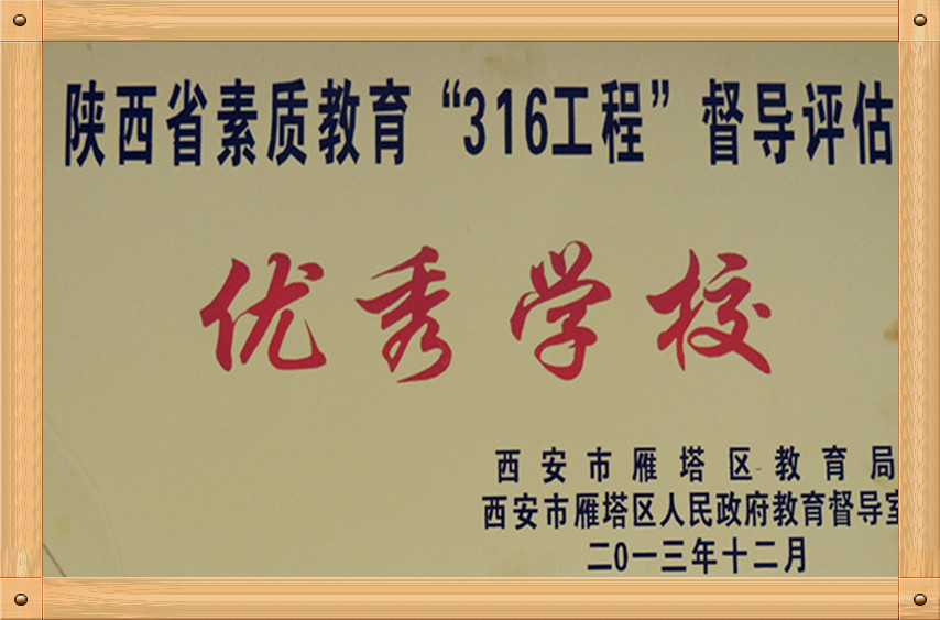 陕西省素质教育“316工程”督导评估优秀学校